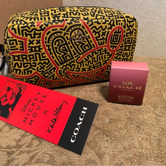Disney Coach Keith Haring Cosmetic Bag & Mini Wild Rose Perfume NEW - Picture 5 of 10